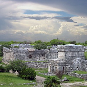 The calm before the storm at the Mayan Archaeological Site of Tulum. <a href=></a>