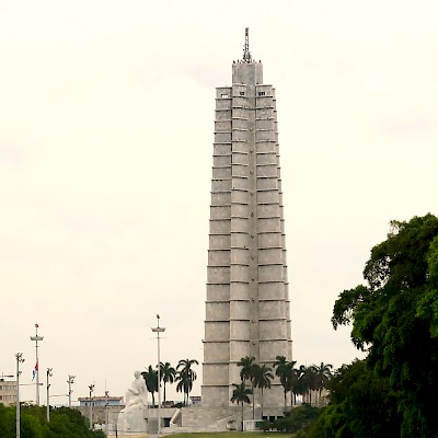 Jose Marti monument and marble sculpture near the Plaza of the Revolution.  President Obama laid a wreath at this monument in the memory of Jose Marti. <a href=></a>