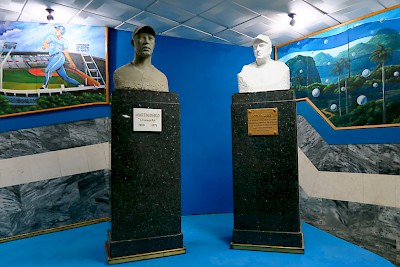 Cuba's Baseball Hall of Fame where Obama and his family along with U.S. Secretary of State, John Kerry, and Raul Castro waited to enter the stadium <a href=></a>