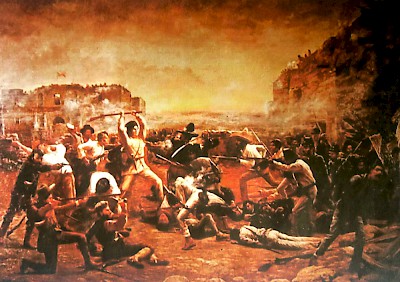 Davy Crockett trying to defend the Alamo <a href=></a>