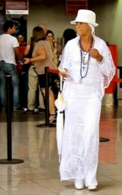 Santeria follower dressed in white in Cuba <a href=></a>